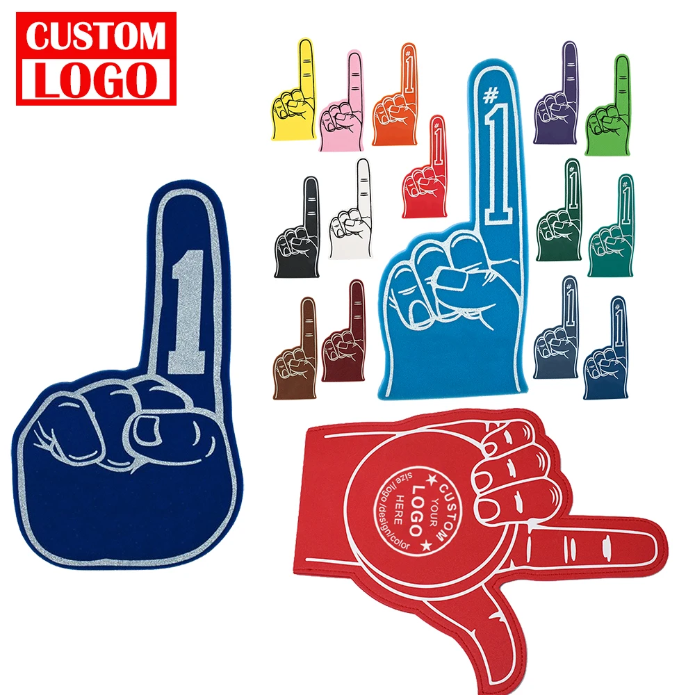 Sports Party Cheering Popular Promotional Orange Big Foam Middle Fingers #1 Eva Foam Finger Hand Custom Shape