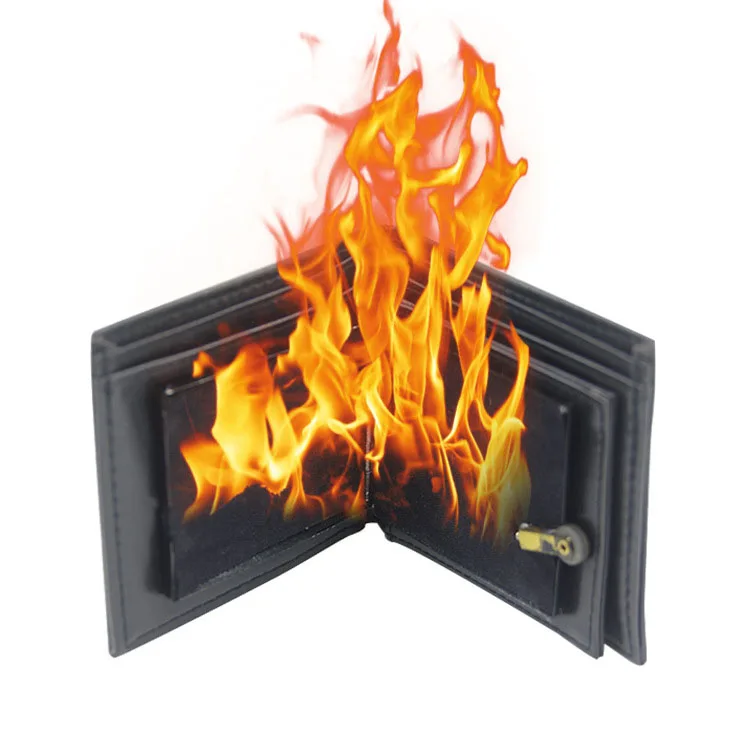 High quality magic trick Fire wallet wholesale Funny Magic flame wallet for Stage Street Show Magician Props JM152