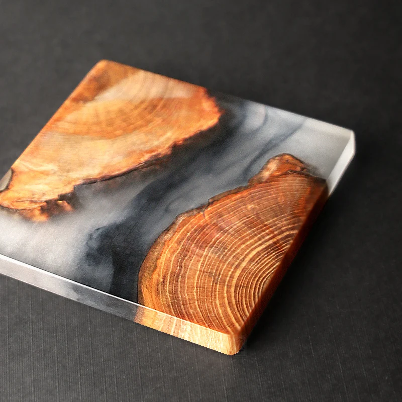 
Artist designs Japan style epoxy resin craft wooden coasters 