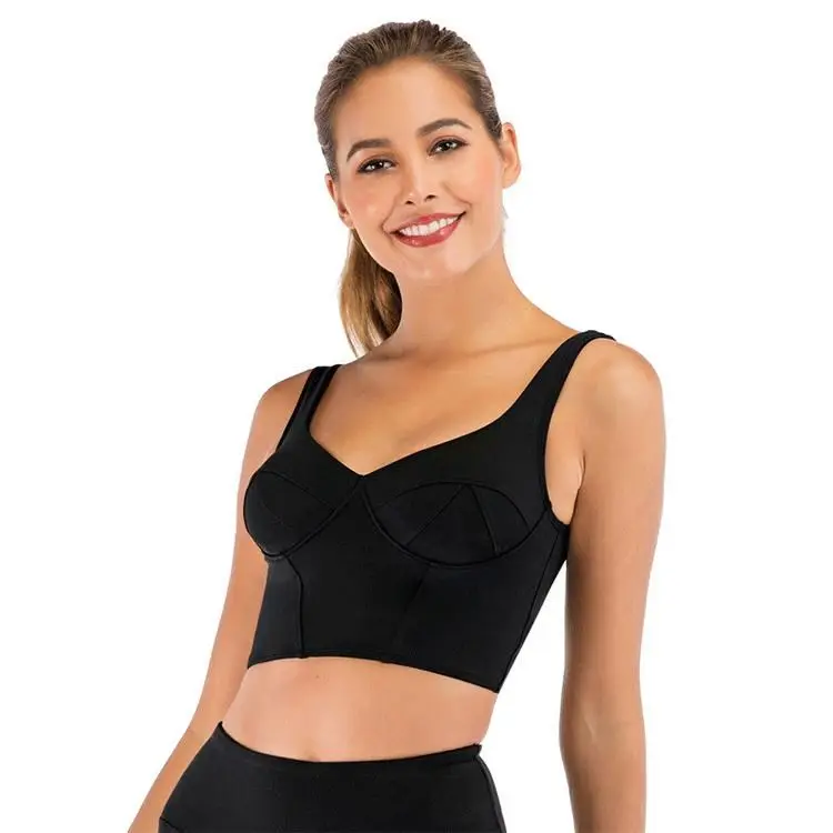 Womens U Collar Breathable Organic Yoga Wear Running Fitness Clothing With Pad