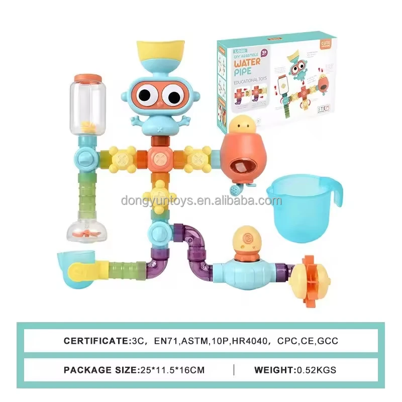 Slide Waterfall Track Stick toddler Robot bath toys with Bath Cups Wheels Water Ball bathtub toys for Kids Bath Toys Set