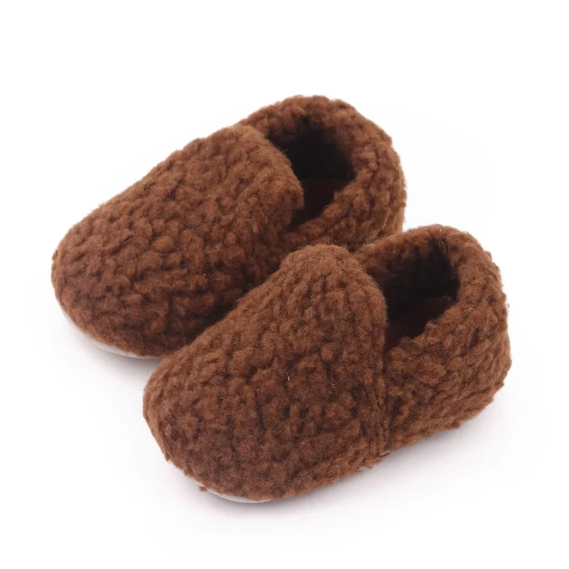 High Quality Plush Coral Velvet Warm Baby Toddler Shoes Floor Slippers Winter Warm Wholesale Baby Cotton Shoes
