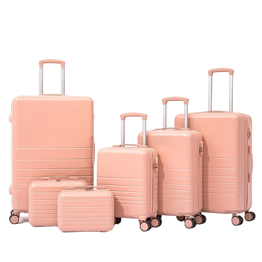 2024 NEW YCH Custom ABS Carry on Luggage Pink 6 Piece Hardshell Bag Travel Luggage Sets with Spinner Wheels koffer Luggage
