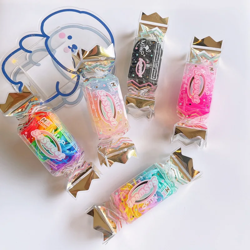 Girls Small Disposable Hair Bands Kids Candy Color Elastic Rubber Band Baby Scrunchie  Hair Accessories