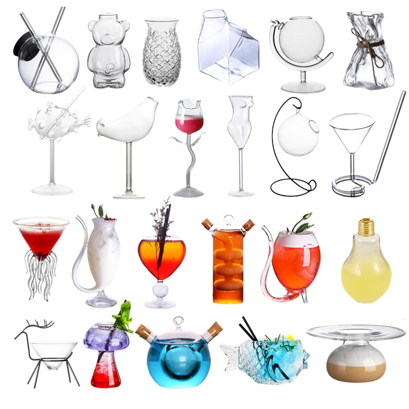Hot Selling Creative Cocktail Glasses  Clear Crystal Unique Shape  Glass Funny Drinking Cup for Bar Party