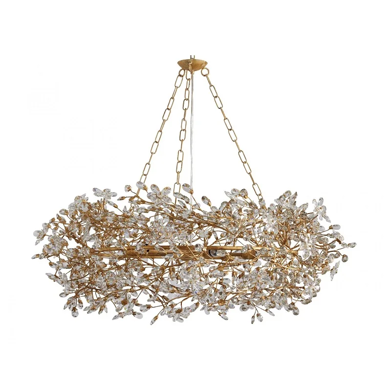 Villa Hotel Decor Dinning Room Brass Pendant Light Luxury Living Room Crystal Chandelier For Bedroom