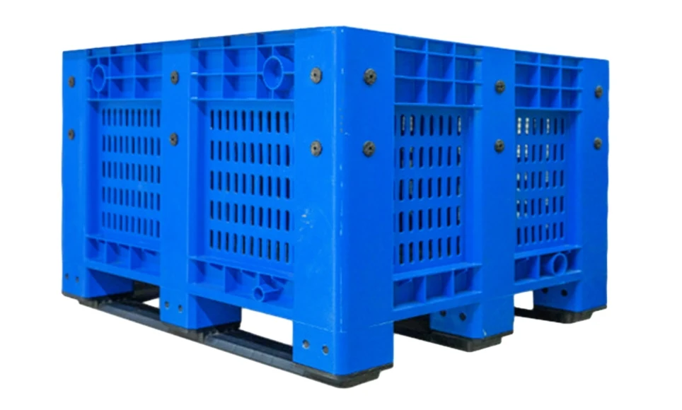 Heavy Duty Large Hdpe Mesh Vented Vegetable And Fruits Storage Stackable Fruit Plastic Pallet Bins With Lid