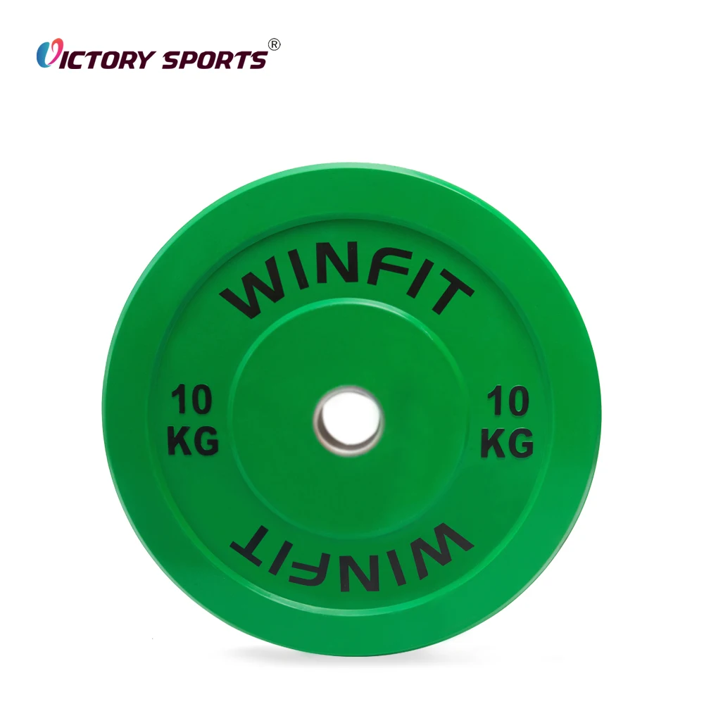 Free weight training stainless steel 5kg 25kg colorful barbell gym rubber weight plates bumpers