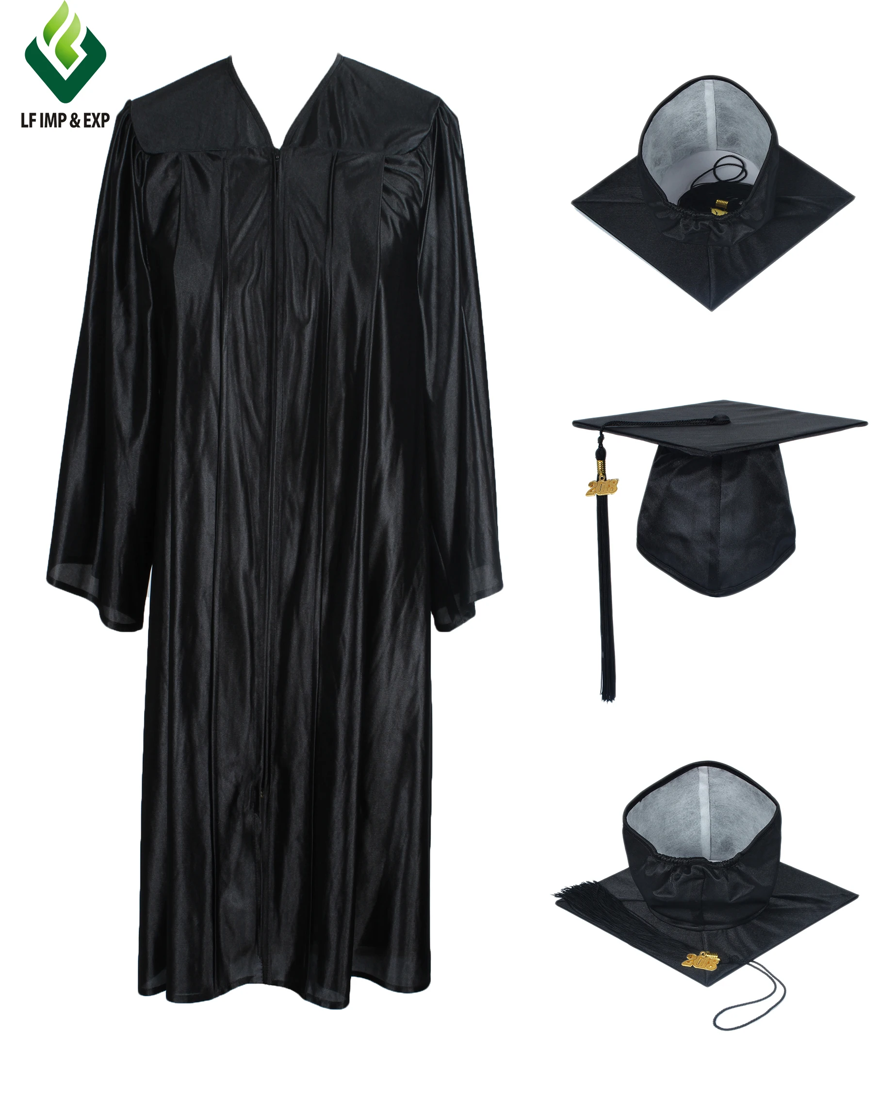 Wholesale graduation dress set including gown, hat, tassel custom graduation gown adult graduation gown