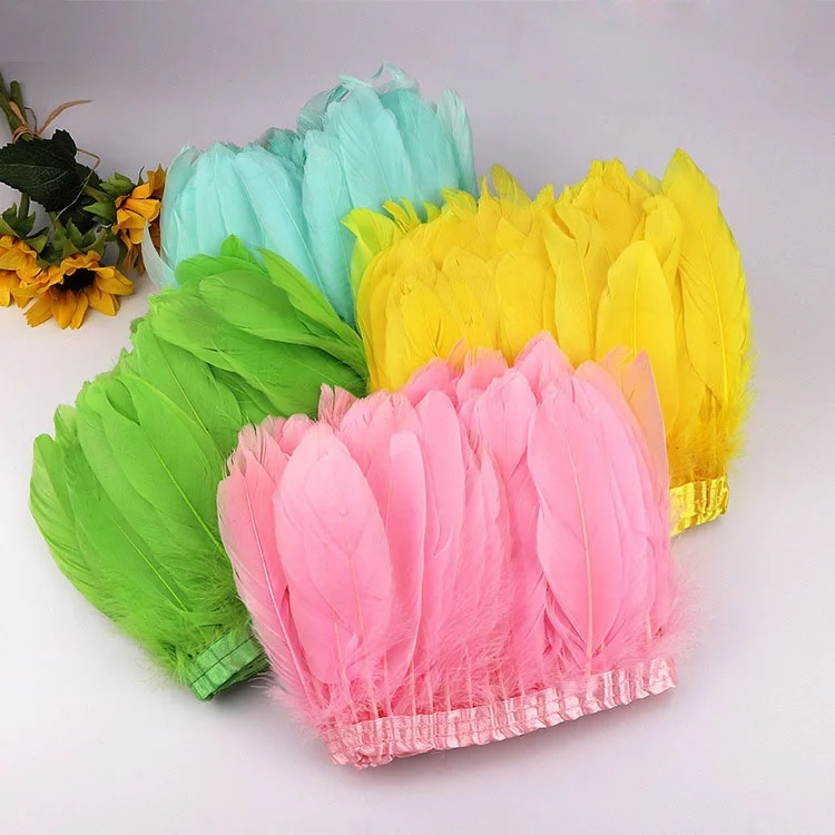 Selling Fashionable plumage fringe trim wholesale White Goose Feather Trimming
