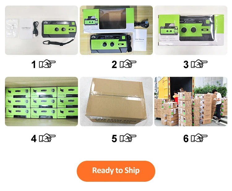 Survival Camping Hiking Dynamo Rechargeable Solar Radio Portable Hand Crank And Light with Usb