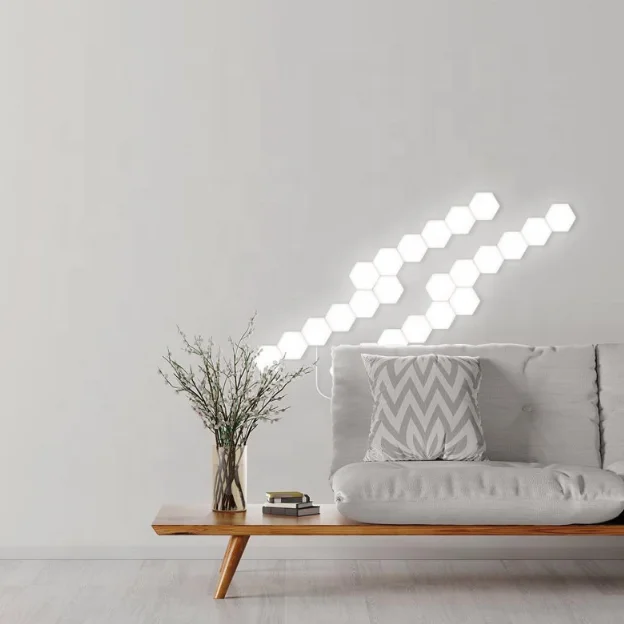 Шестиугольный настенный светильник «сделай сам», креативная Геометрическая сборка, светодиодный ночник, умная лампа для спальни, рождественские подарки