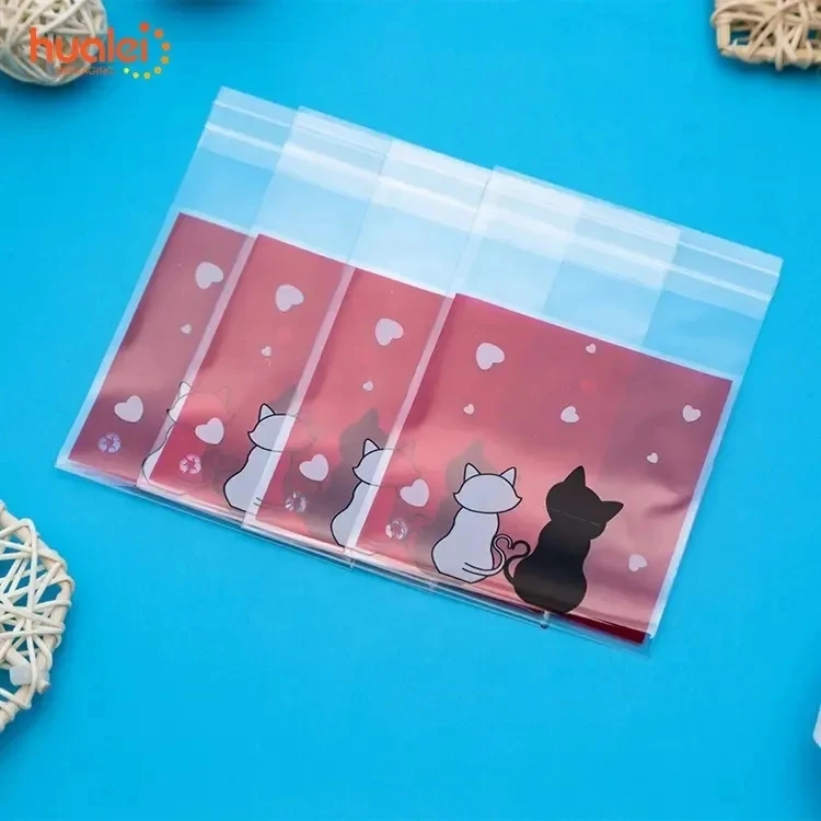Wholesale Custom Design Printed Self Adhesive Seal BOPP Opp Christmas Plastic Gift Bags For Candies Cookies Candy