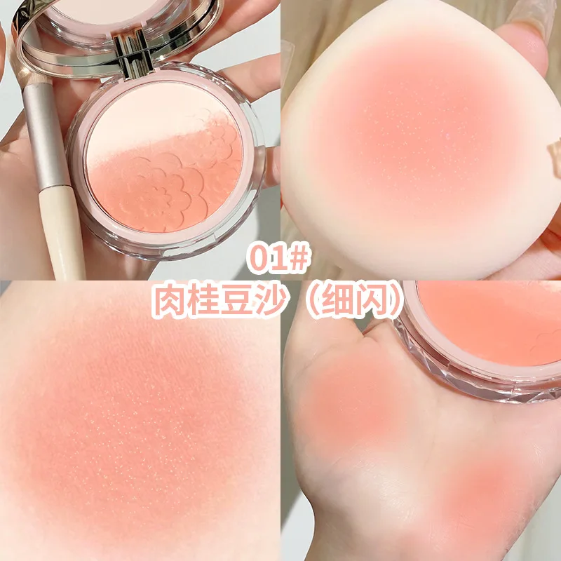 Zhenyan Girl Petals Gradient Blush Pink Powder Rouge Delicate Two-Color Face Makeup and Chic