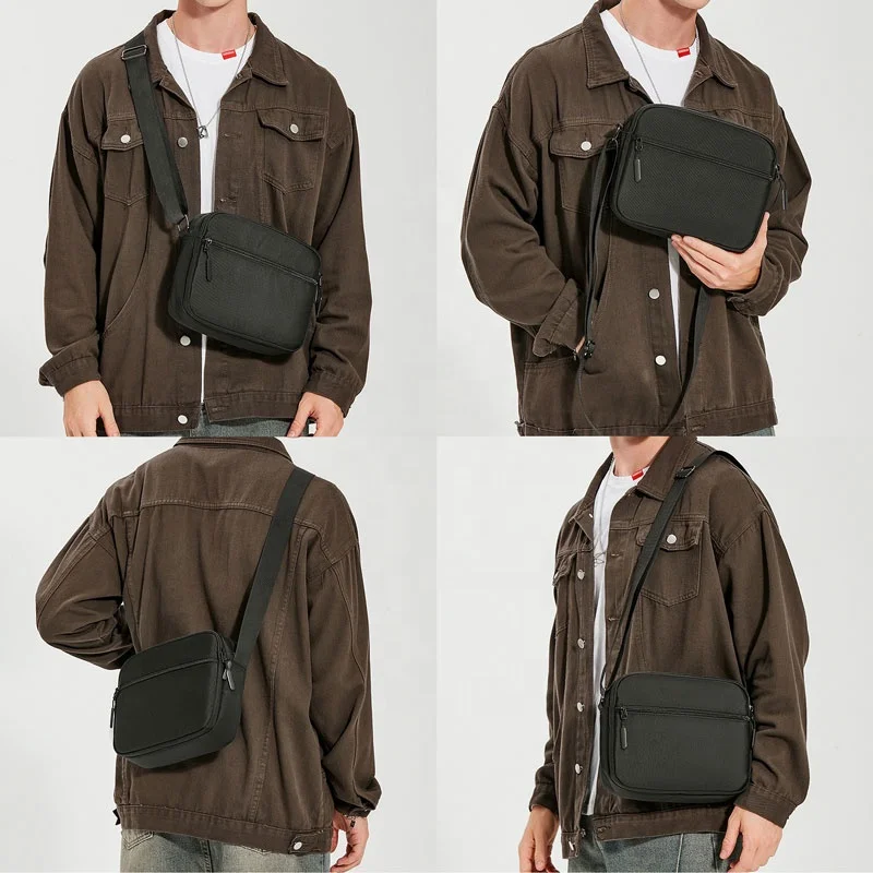 Custom Durable Nylon Oxford Lager Capacity Waterproof College Shoulder Bag Boys Crossbody Bag Male Messenger Bag for Men