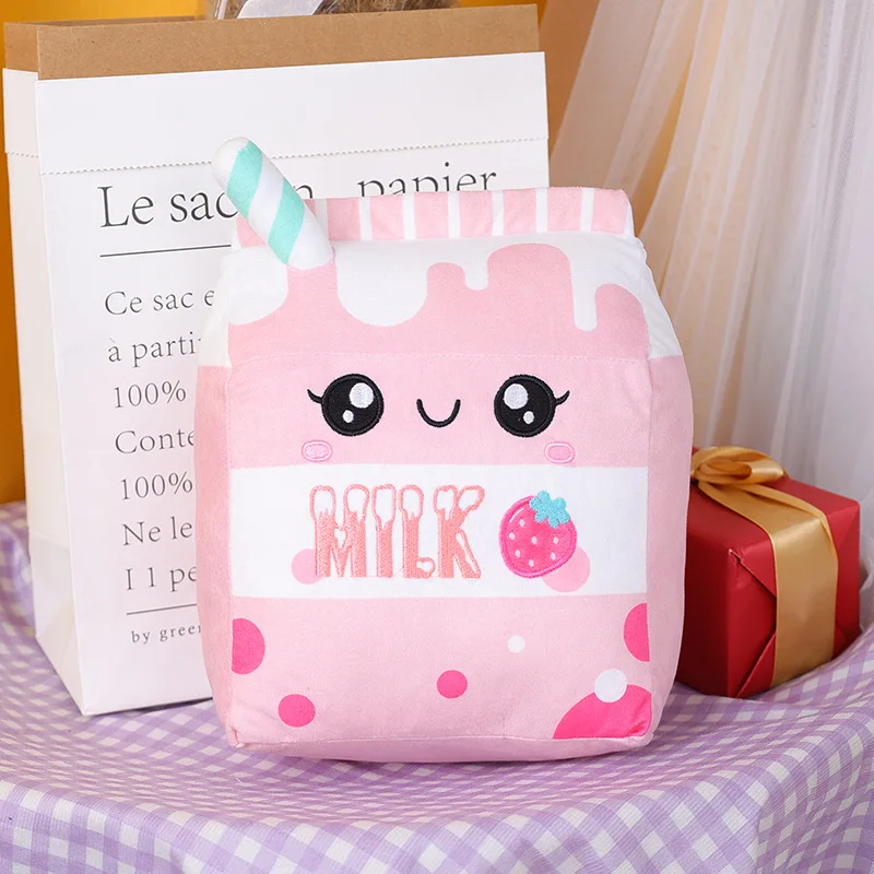 Milk Tea design plush toy pillow cute milk strawberry stuffed toy home pillow banana milk plush toy