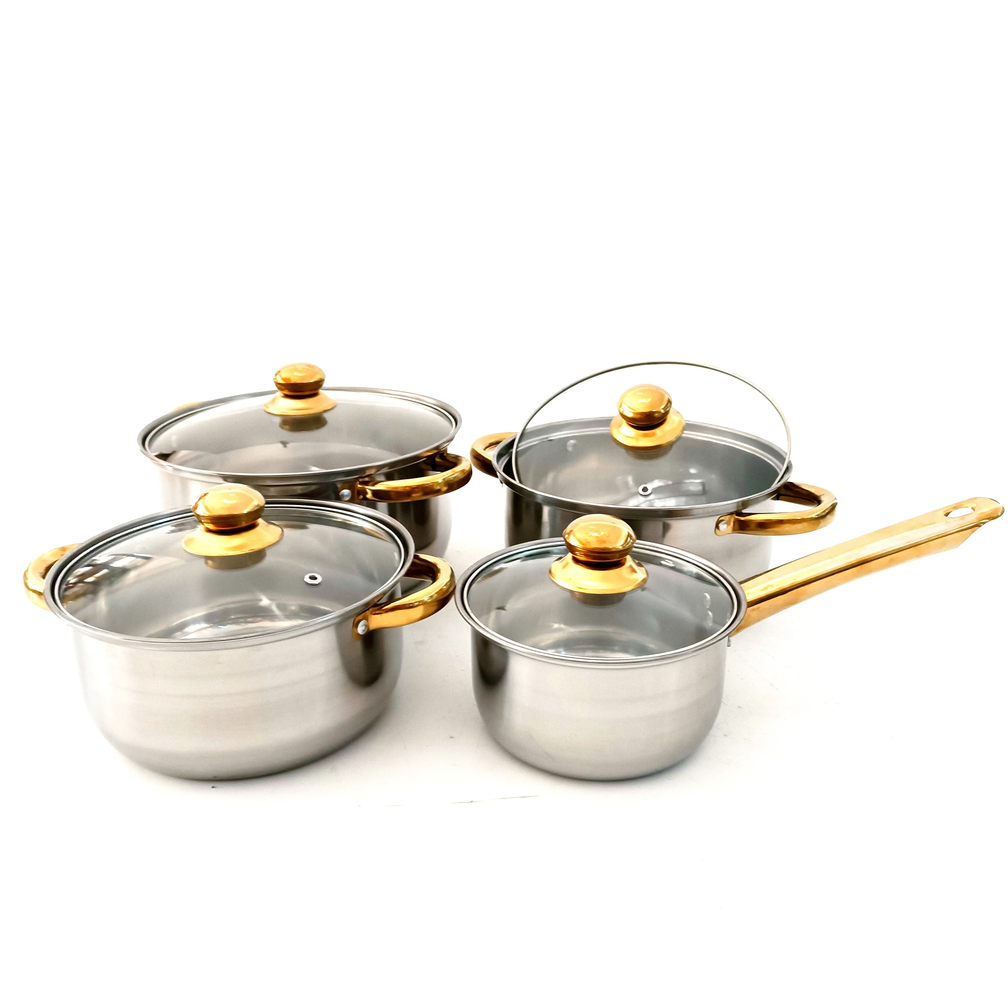 12pcs Cookware Sets Stainless Steel Cooking Pot Set And Pans Cookware Set With Glass Lid
