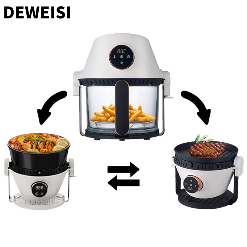 DEWEISI 3in1 stainless steel air fryer multifunctional nonstick knob to set the temperature, automatic shutdown