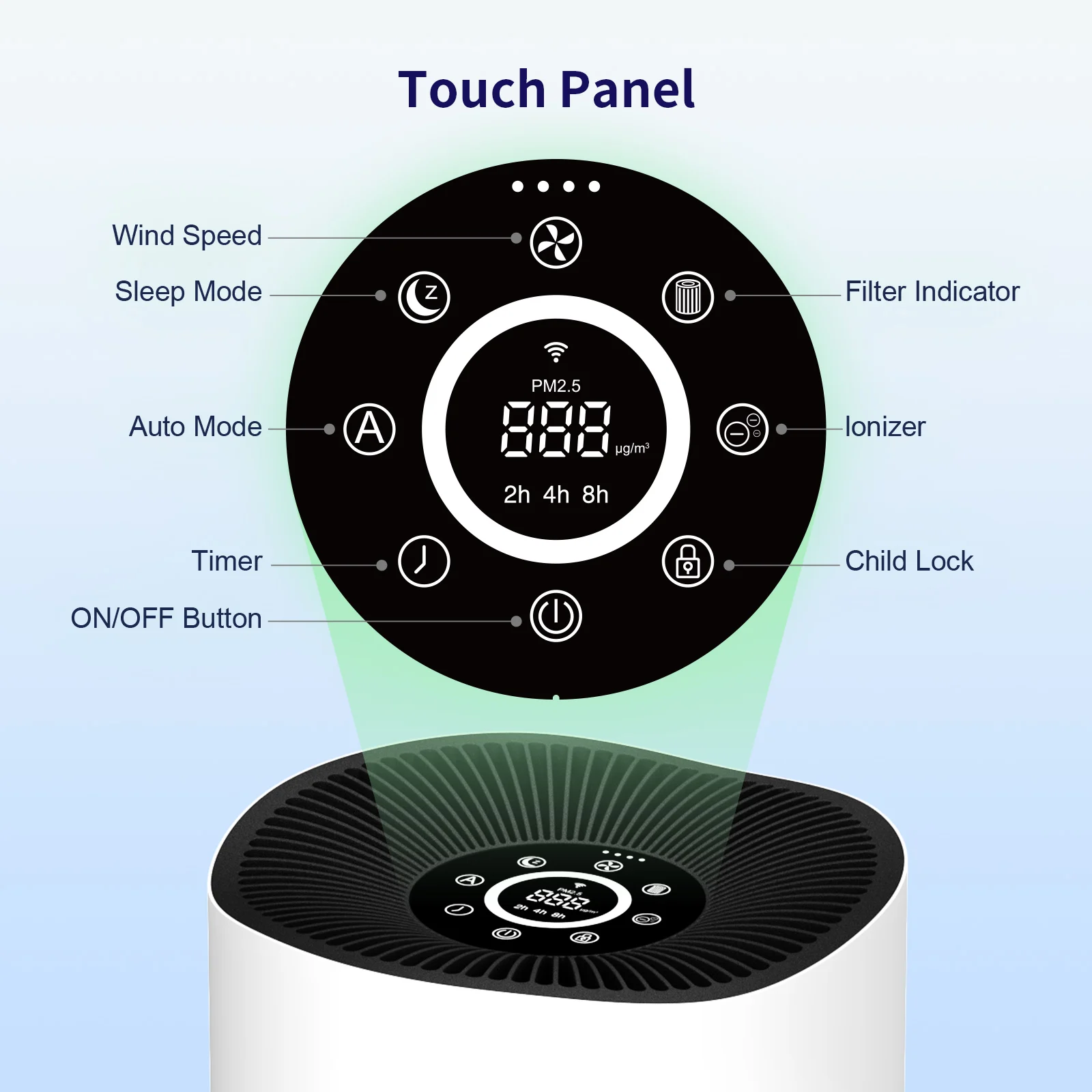 Private Label Oem Home Pet Wifi Smart Air Purifier For Home Large Room Bedroom