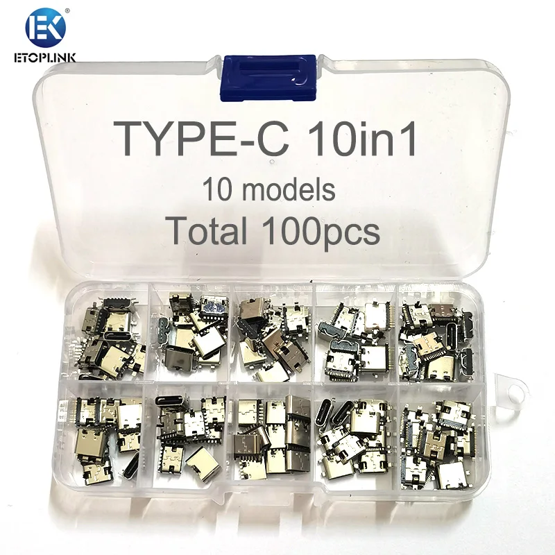 10in1 Tpye C USB Charging Port Connector 10 models Tpye C charger ports per box 100pcs