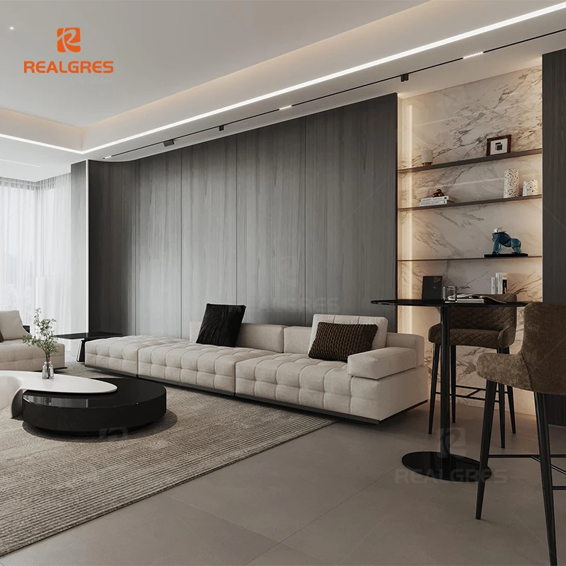 European Design TV Backdrop Wall Panel Grainy Wooden Bamboo Charcoal PVC Board Waterproof for Hotel & Apartment Interior Walls