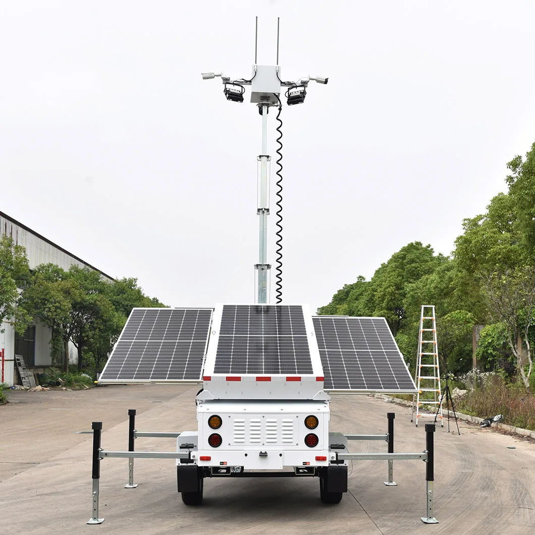 Portable Mobile Solar CCTV Security camera trailer surveillance trailer