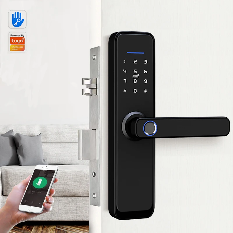 
High Security Home safety electronic digital WIFI Double sided Biological fingerprint Tuya APP door smart locks 