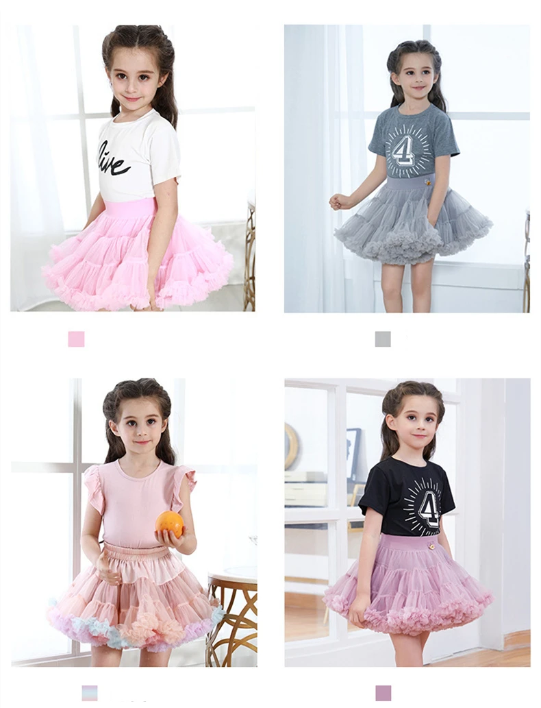 Customization Children Girls Tutu Skirt Mesh Cake Dress Christmas Birthday Girls Dress All Seasons Dance Tulle Pettiskirt