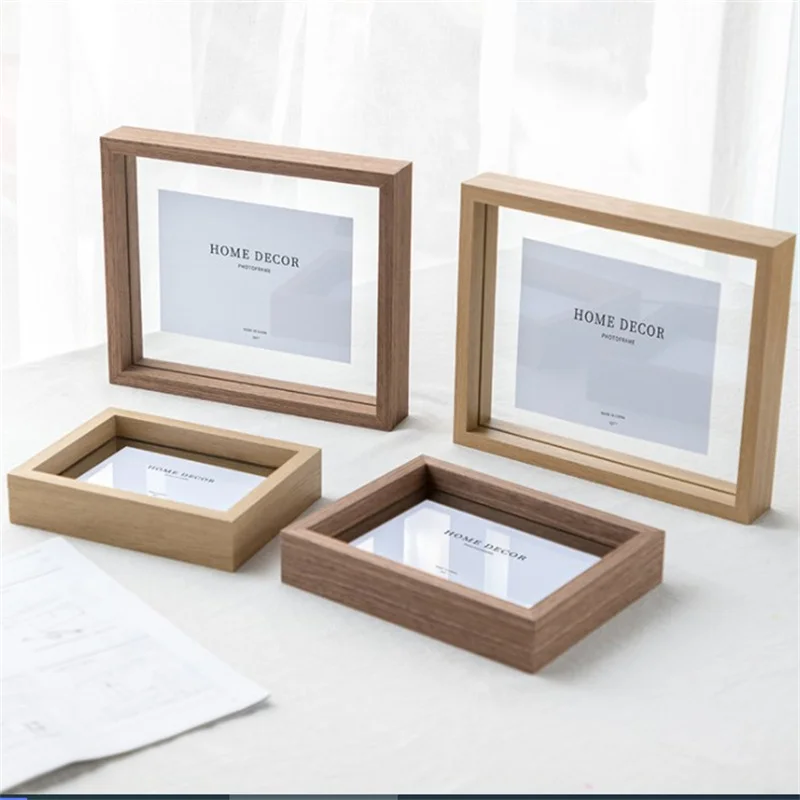Creative solid wood wedding picture frame double-sided glass happy word stage picture frame