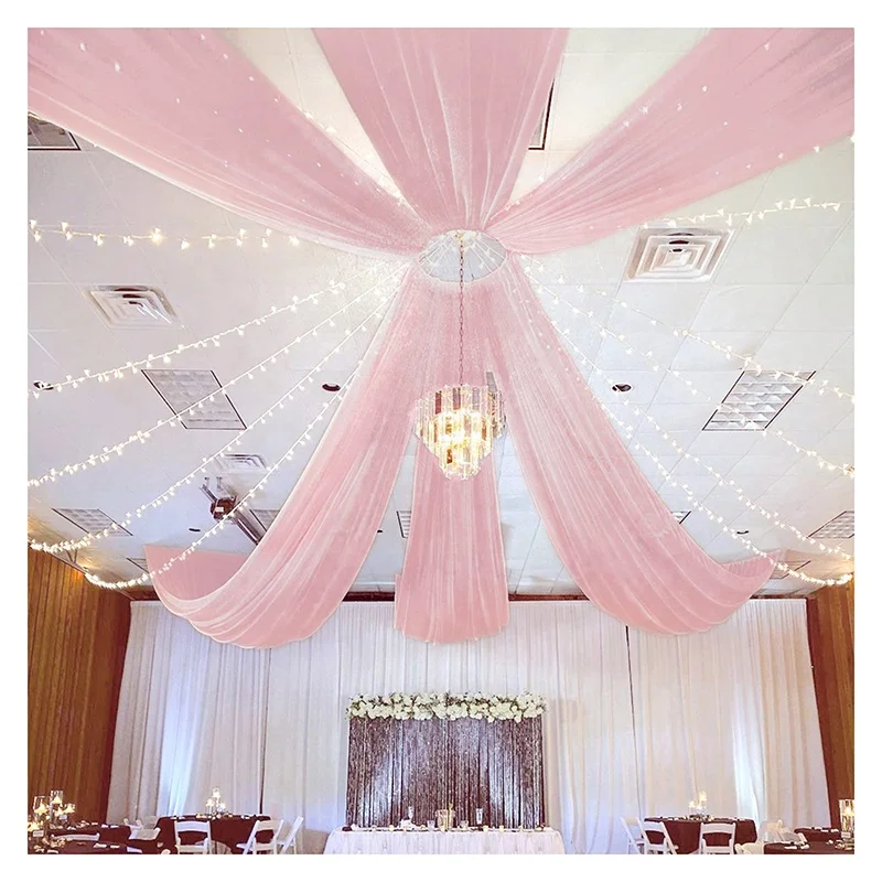 Pink Ceiling Drapes for Wedding 5ftx10ft Chiffon Arch Draping Fabric Sheer Curtains for Party Ceremony Swag Wedding Decorations