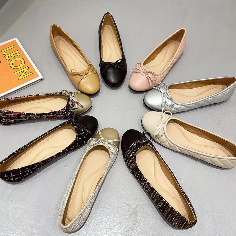 Wholesale Ladies Office Work Dress Shoes Multi-color Slip-On Flat Design Soft Rubber Ballet Flat for Women