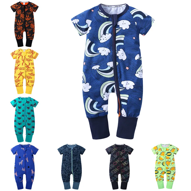 Summer Short Sleeve Newborn 8 Months Baby New Born Girl Boy Clothes Bamboo Zipper Neutral Romper