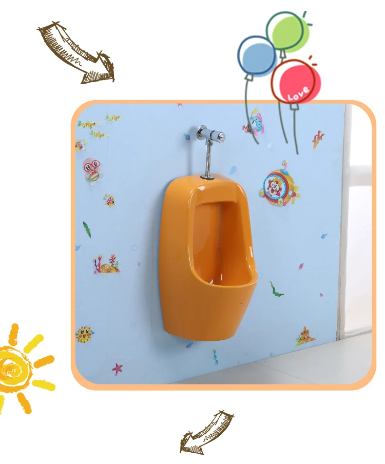 KD-K001UA Charm Orange Colored Bathroom Ceramic Urinal Toilet Bowl for Boys Kindergarten Sanitary Ware Wall Mounted Urine WC