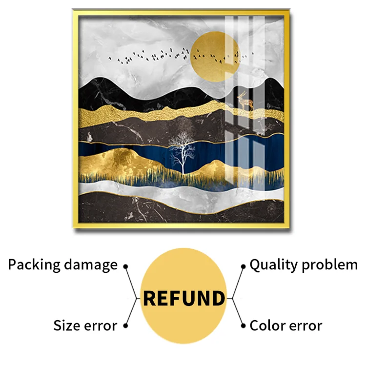 Hot Selling Mountains And The Sun Crystal Porcelain Painting Abstract Painting For Home Decor