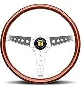 Prototipo Steering Wheel Black Leather Grip Black Anodized Spoke White Stitching 350mm