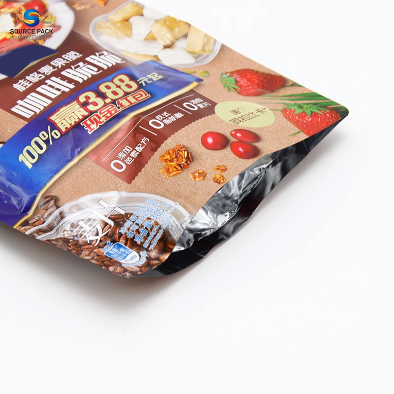 Wholesale Dry Food Packaging Custom Logo Printed Plastic Zipper Stand Up Bag For Food Cereal Packaging
