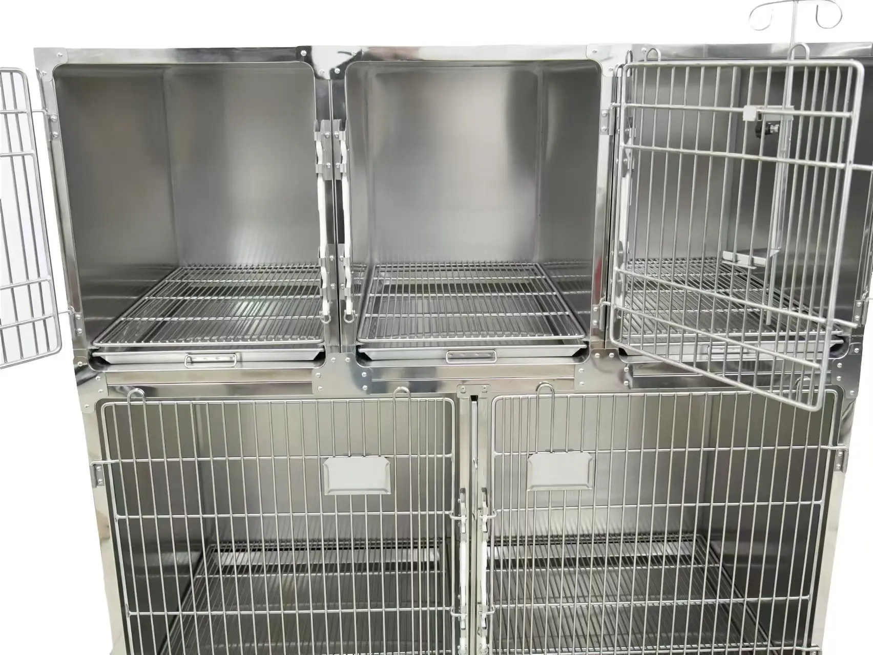 factory supply  Veterinary  5 door Cages 304 Stainless Steel Combined Cat Dog Pet Animal Cages Veterinary Kennel  (model A)