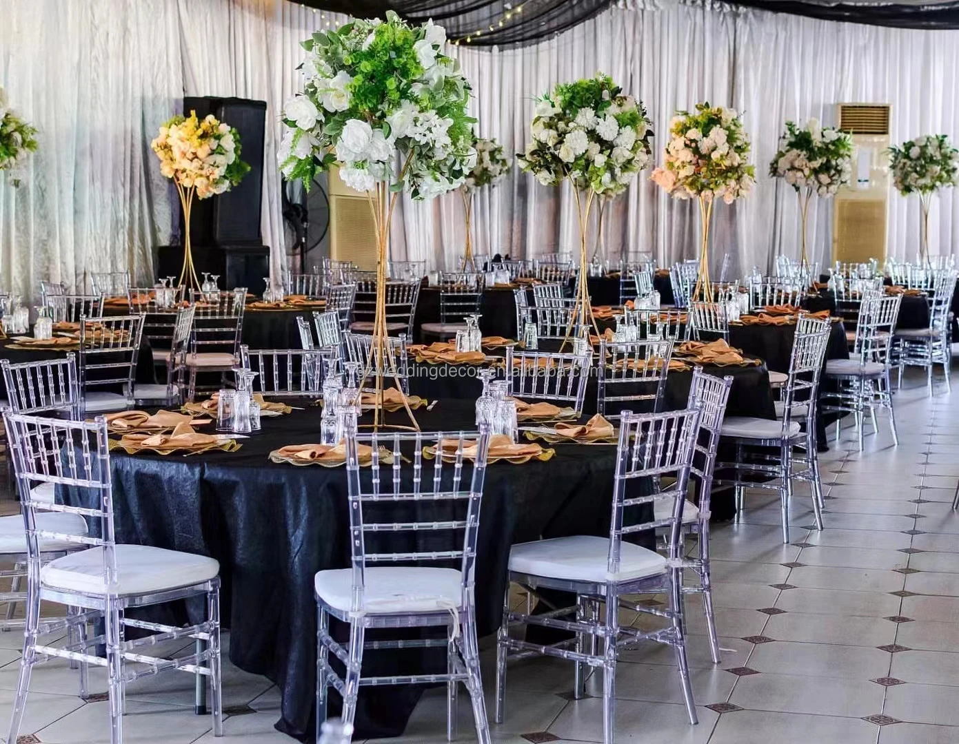 Flash Furniture Elegance Crystal Acrylic Clear Transparent Ghost Chiavari Chair For Wedding Hotel  Party