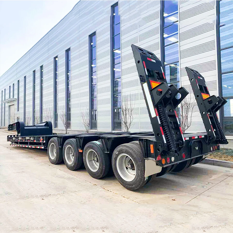 Low Price 2 3 4 Axels 10m-18m 50ton 80ton Lowboy Transport Semi Trailer Trucks 100ton Lowbed Truck Trailers