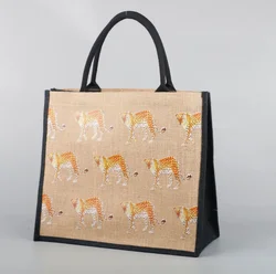 Custom Full Print Joint Jute Tote Shopping Bag