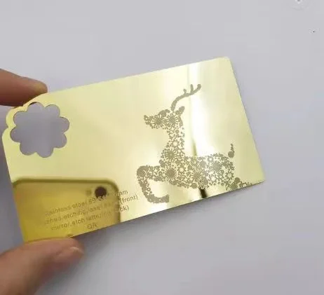 mirror wedding silver stainless steel metal cards business tailor made china factory card