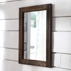 20 x 16 inch Rustic Wood Frame Farmhouse Decor Wall Mirror with Shelf