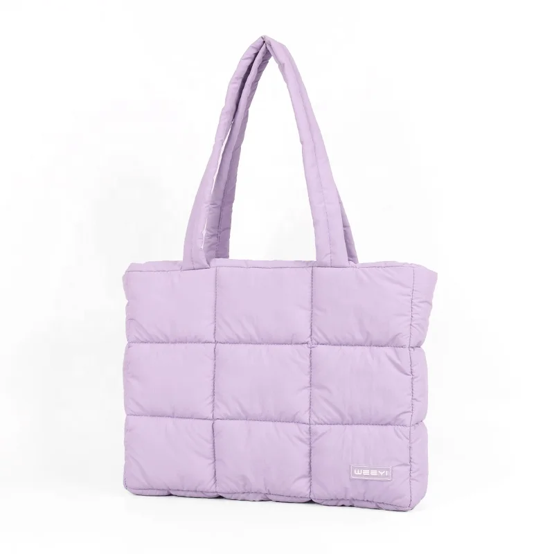 CHANGRONG Custom large Women puffer quilted tote bag nylon