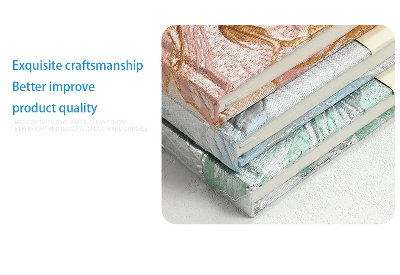 New Premium Embossed Gold Jacquard Lily A5 Student Notebook Cloth Hardcover Notebook Stationery Promotional Notebook Gift