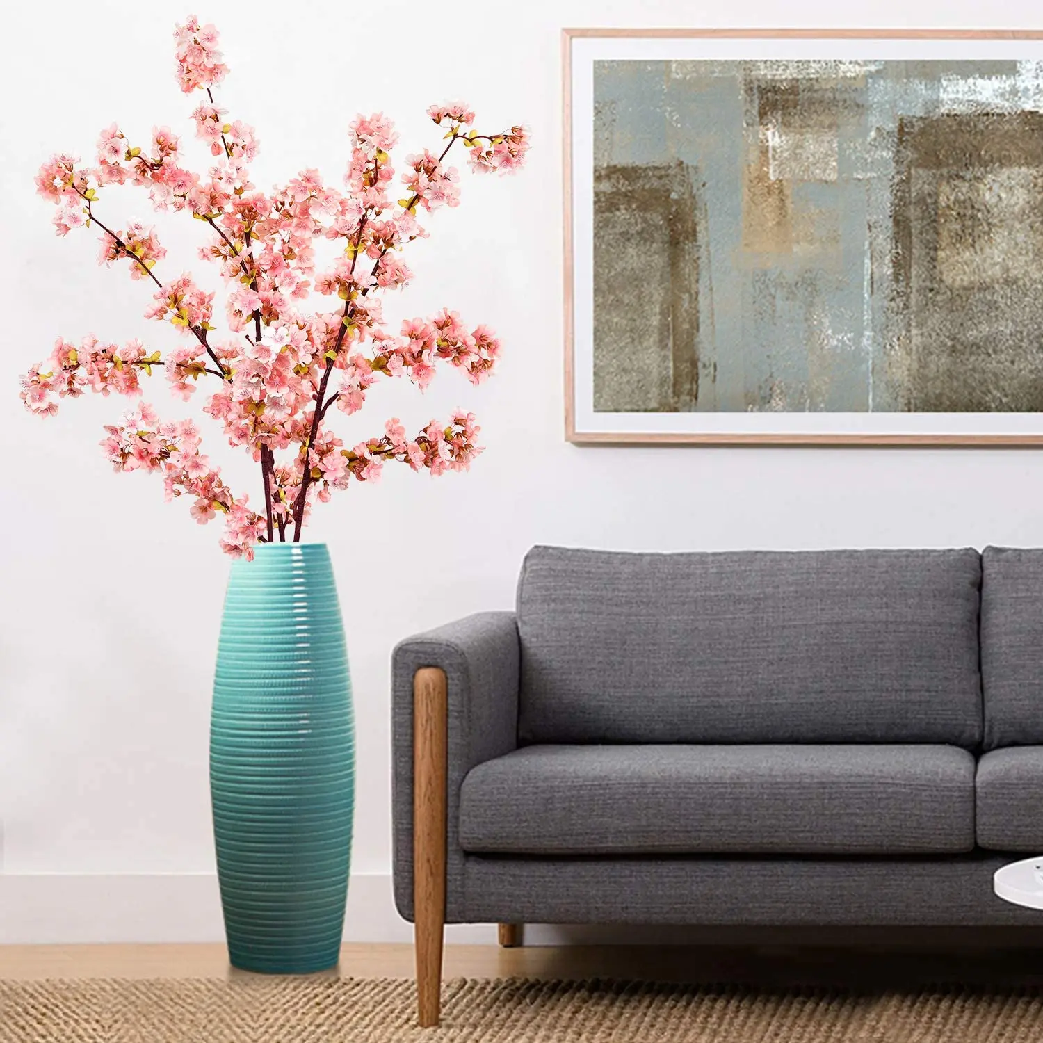 Cherry Blossom Stems Flowers Artificial Simulation Flower Long Stems Silk Tall Faux Flower Large Dogwood Blossoms Vases