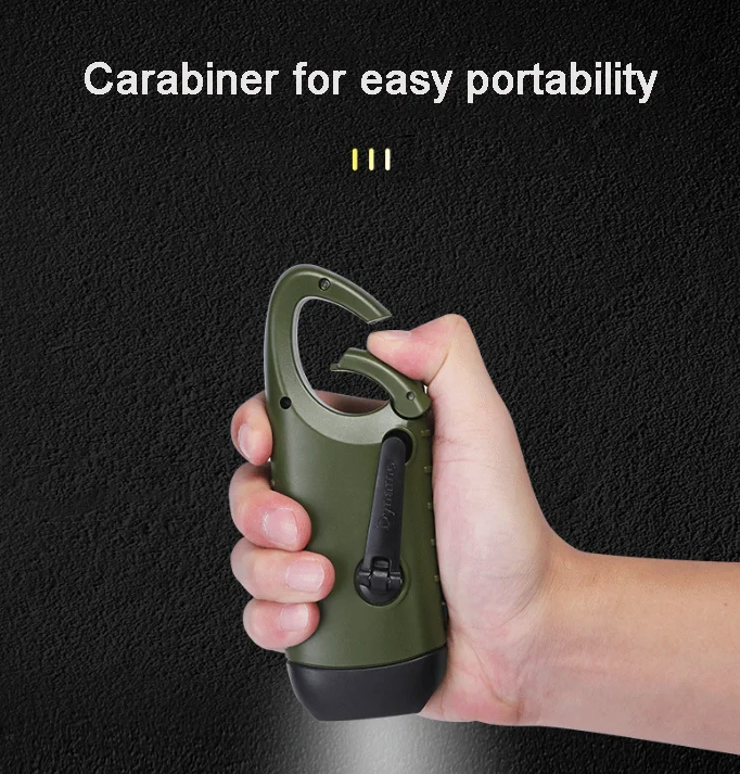 solar snap clip flashlight hand crank dynamo flashlight rechargeable emergency LED torch light outdoor lighting with power bank