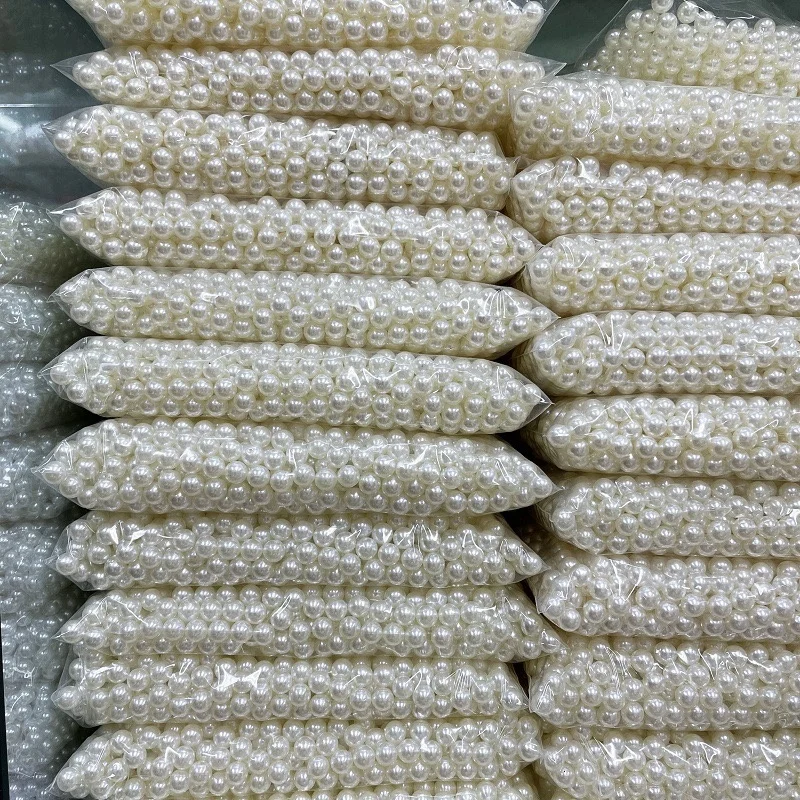 Wholesale 500g/bag 4-20mm cream abs imitation plastic pearl bead without hole