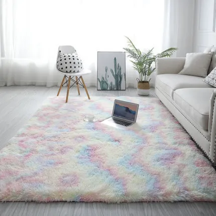 Silk Hair Gradient Plush Carpet Thickened Household Full Floor Mat Living Room Bedroom Balcony Window Mat Bedside Area Rugs Sets