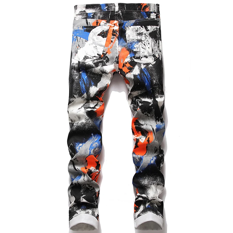 European and American Style Digital Printing Mens Jeans Skinny Denim Trousers 2020