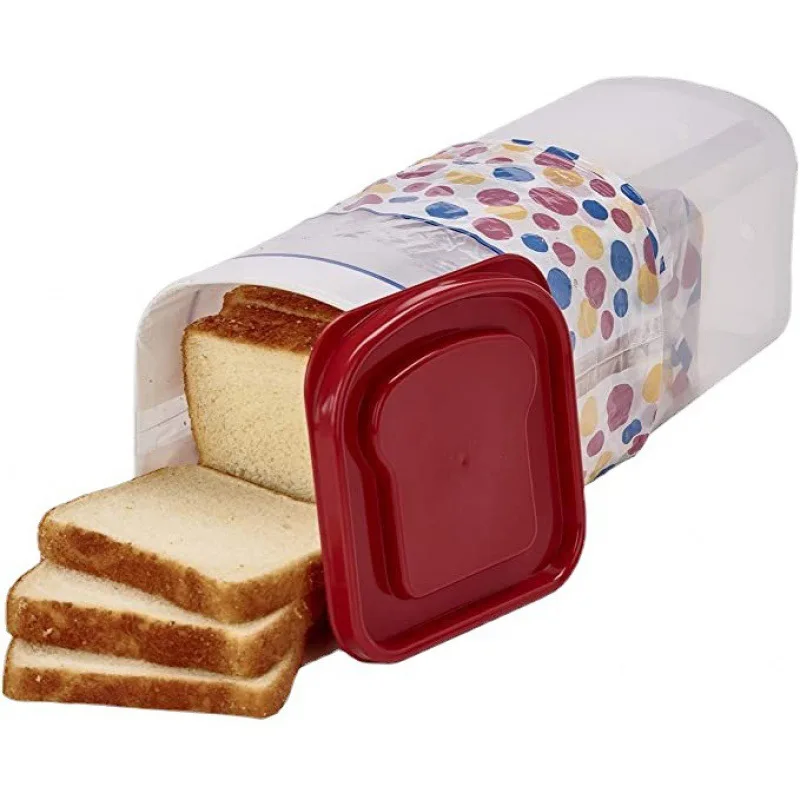 Beautiful Single-Layer Square Plastic Food Container Resealable Bread Toast Storage Dispenser Glossy Household Kitchen Item